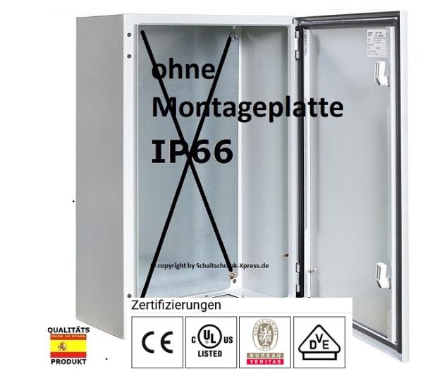 Stahlblech Schaltschrank 800x600x300 mm HBT 1-türig IP66 ohne Montageplatte